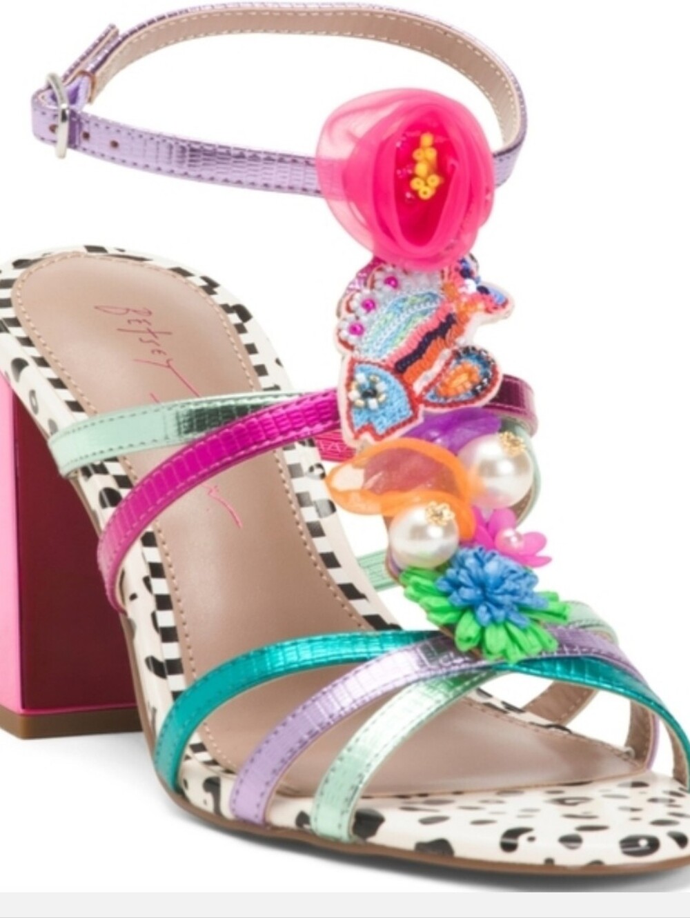 👉✨️Betsey Johnson Pink Multi AZALLIA Embellished Heels Size 8.5 - Picture 2 of 4